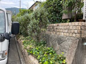 広島市佐伯区の目隠しフェンス設置工事施工前